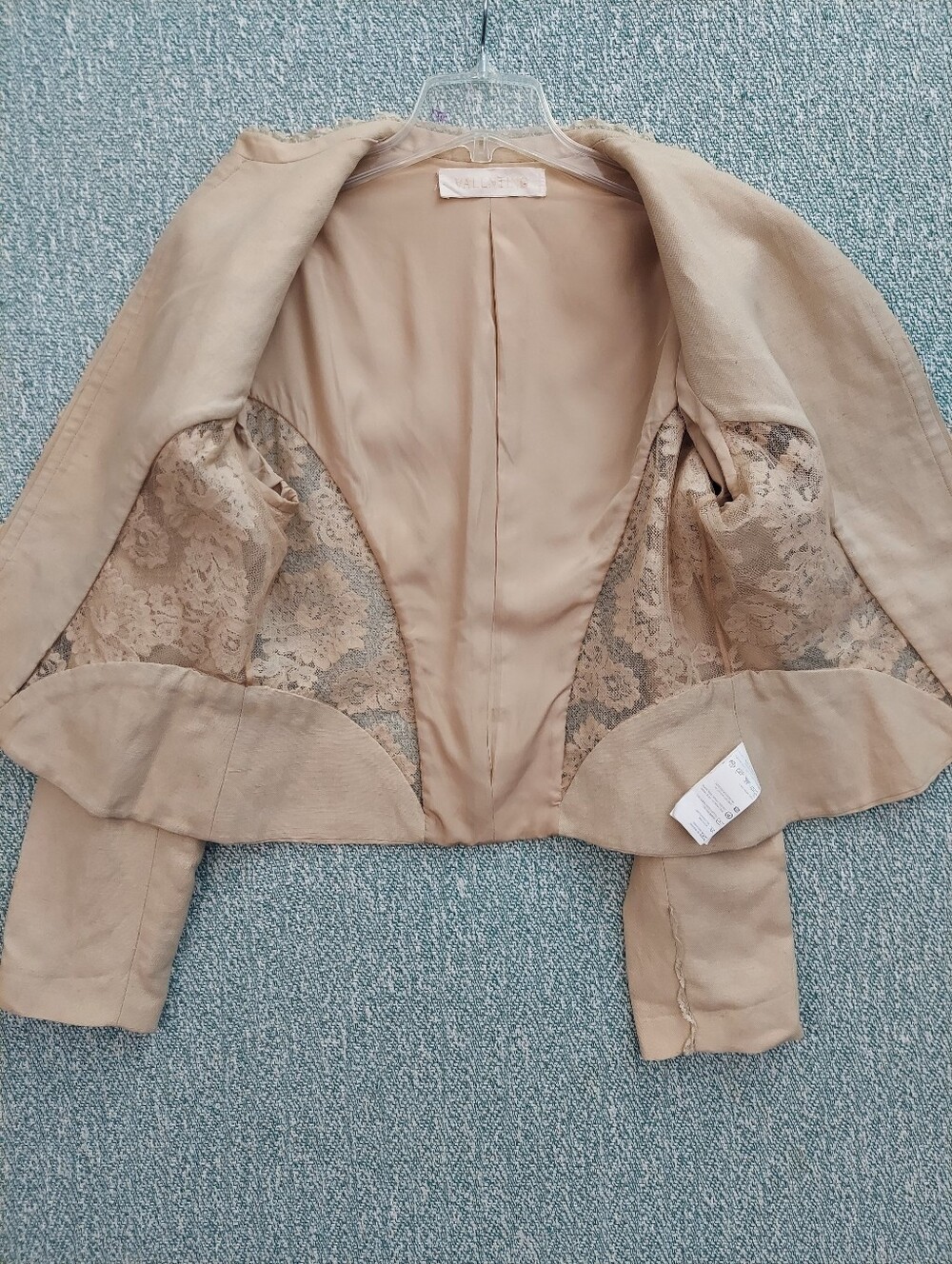 Vintage Valentino S.p.A. Lace-Inset Linen Blend Jacket (Made in Italy) - Picture 7 of 13